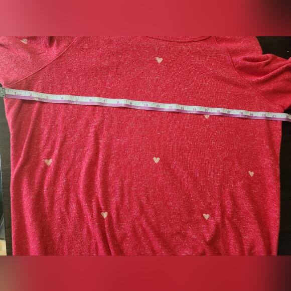 Buffalo David Bitton Red Heart Print Long Sleeve‎ Pullover Top Womens Size Small - Picture 2 of 10